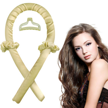 Picture of Heatless curling iron，Heatless curling iron headband，Overnight curling headband，Heatless curling iron headband for long hair Design and create your own hairstyle anytime, anywhere (Beige)