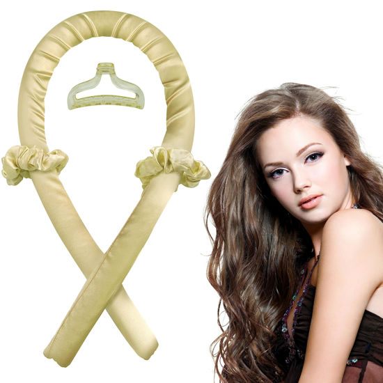 Picture of Heatless curling iron，Heatless curling iron headband，Overnight curling headband，Heatless curling iron headband for long hair Design and create your own hairstyle anytime, anywhere (Beige)