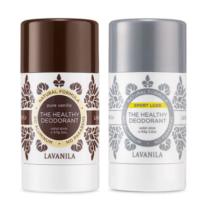 Picture of Lavanila Aluminum Free Deodorant, Sport Luxe + Pure Vanilla, 2oz Each - The Healthy Deodorant for Men & Women - Solid Stick, Vegan