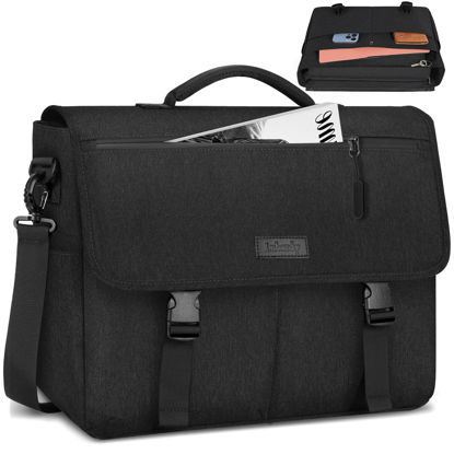 Picture of Lubardy Laptop Messenger Bag for Men 15.6 Inch Laptop Bag Waterproof Laptop Briefcase Large Lightweight Computer Bag Satchel Shoulder Bags for Work Business Travel College, Black