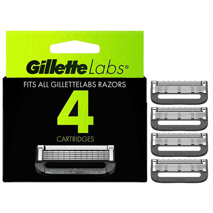 Picture of Gillette Mens Razor Blade Refills with Exfoliating Bar by GilletteLabs, Compatible Only with GilletteLabs Razors with Exfoliating Bar and Heated Razor, 4 Razor Blade Cartridges
