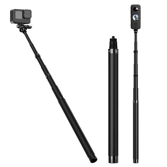 GetUSCart- Selfie Stick for GoPro Insta360, Carbon Fiber Selfie Pole for Go  Pro Max Hero 11 10 9 8 7 6 5 Insta 360 One RS X2 Go 2 DJI Action 2 AKASO  Monopod Lightweight Waterproof Extension (116cm/45 inch)
