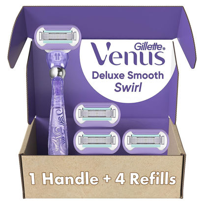 Picture of Gillette Venus Extra Smooth Swirl Razors for Women , 1 Razor , 4 Razor Blade Refills , Flexiball Handle a Close , Shave