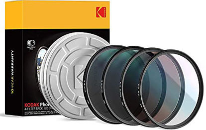 Picture of KODAK 37mm Filter Set UV, CPL, ND4 & Warming Filters - Absorb Atmospheric Haze Reduce Glare Prevent Overexposure Correct Color Add Warmth, & Creative Effects | Slim, Multi-Coated Glass & Mini Guide