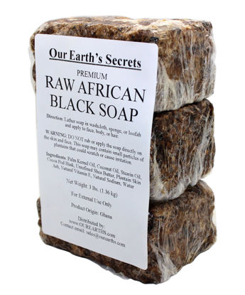 Picture of Our Earth's Secrets Premium Natural Raw African Black Soap, 3 Pound