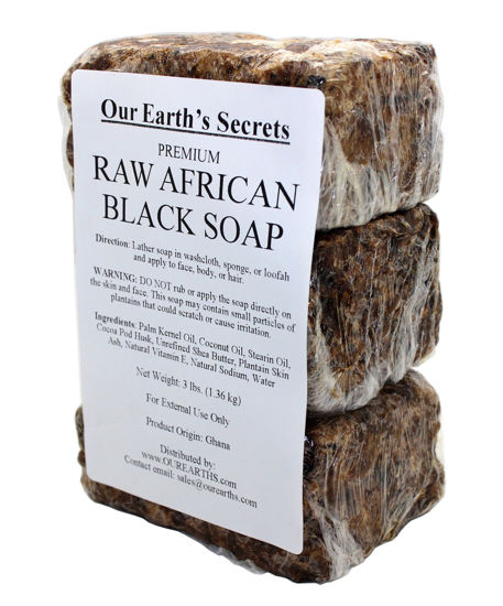 Picture of Our Earth's Secrets Premium Natural Raw African Black Soap, 3 Pound