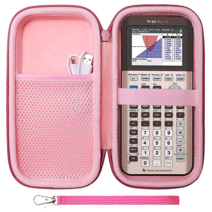 Picture of LTGEM EVA Hard Case Compatible with Texas Instruments TI-84 Plus CE/TI-84 Plus/TI-Nspire CX II CAS/TI-Nspire CX II/TI-83 Plus/TI-89 Titanium/TI-85 / TI-92 Color Graphing Calculator, Magenta/Pink
