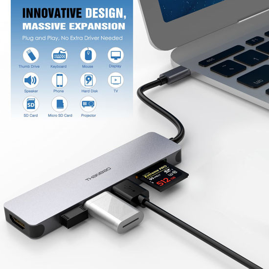 GetUSCart- USB C Hub Multiport Adapter - 7 in 1 Portable Space Aluminum ...