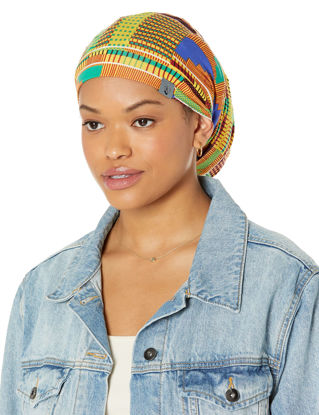 Picture of Fairy Black Mother Dreadlocks Locs Hair Cap (Large, African Kente Yellow)