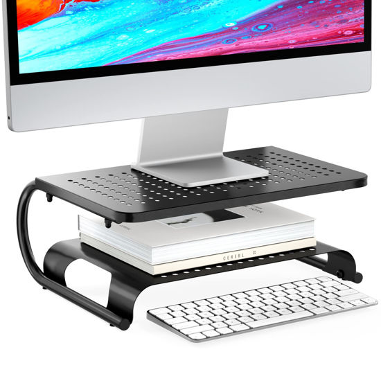 2-Tier Desk Shelf Organizer - Black Table Top Storage Shelf For Office, Home & Dorm - No Installation Required