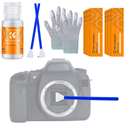 Picture of K&F Concept APS-C Sensor Cleaning Kit - 16pcs Sensor Cleaning Swabs, 20ml Sensor Cleaner & Gloves, Camera Lens Cleaning Kit for CMOS & CCD APS-C Sensors