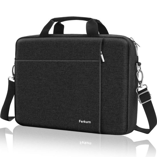 Picture of Ferkurn 17 17.3 Inch Laptop Bag Women Men Computer Bag for HP Envy Pavilion Omen/LG Gram/MSI/Dell Inspiron XPS/Lenovo Thinkpad/ASUS/Acer, Shoulder Strap Carrying Briefcase Messenger Bag Case, Black