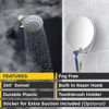 Picture of HoneyBull Shower Mirror Fogless for Shaving - with Suction, Razor Holder for Shower & Swivel, Small Mirror, Shower Accessories, Bathroom Mirror, Holds 2 Razors (Extra-Large White)