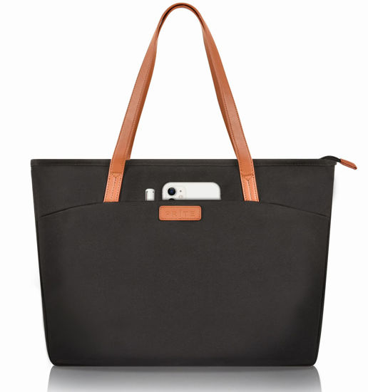 Picture of Prite Laptop Tote Bag for Women Shoulder Bag with 16” Computer Compartment for Work School Travel (Black)