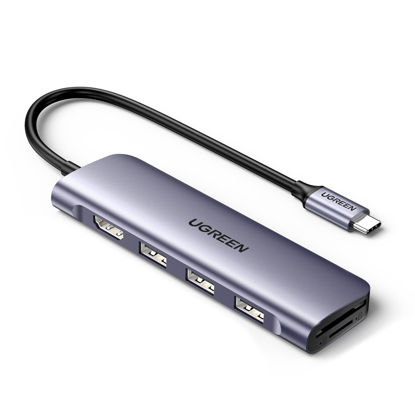 Picture of UGREEN Revodok 6-in-1 USB-C Hub 4K HDMI, 3 USB 3.0 Ports, SD/TF Card Reader, USB C Dongle Compatible with MacBook Pro, MacBook Air, iPad, Mac Mini 2023 and More Type C Devices Grey