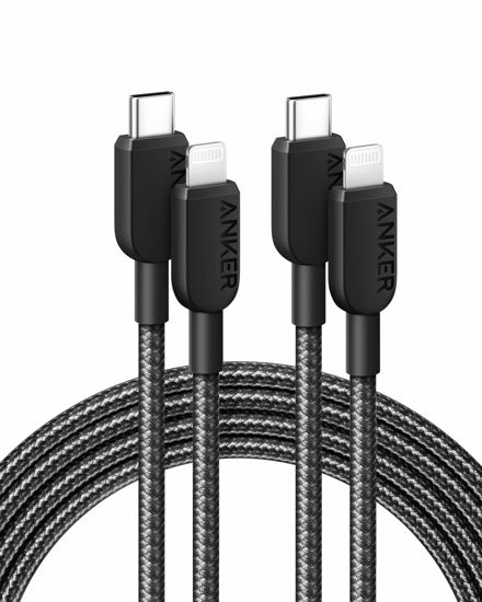 Picture of Anker iPhone Fast Charging Cable,2pack-6ft,310 USB-C to Lightning Braided Cable, MFi Certified, Fast Charging Cable for iPhone 14 Plus 14 14 Pro Max 13 13 Pro iPhone 12 (Black, Charger Not Included)