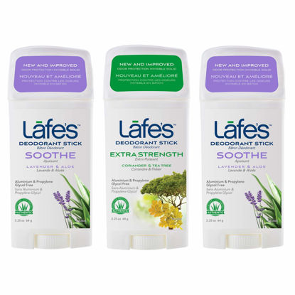 Picture of Lafe's Natural Deodorant | 2.25oz Aluminum Free Natural Deodorant Stick for Women & Men | Paraben Free & Baking Soda Free with 24-Hour Protection (Soothe/Extra Strength, 2.25 Ounce (3-Pack))