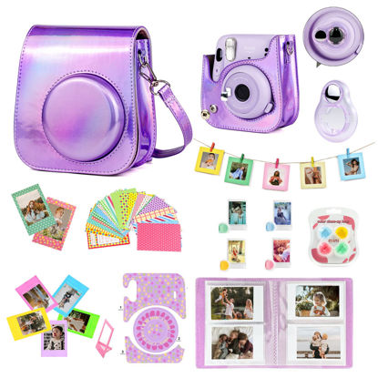 Picture of WOGOZAN for Fujifilm Instax Mini 11 Instant Kids Camera Custom Case Accessories Bundle + Color Filters, Photo Album, Assorted Frames, Selfie Lens + More (Magic Purple)
