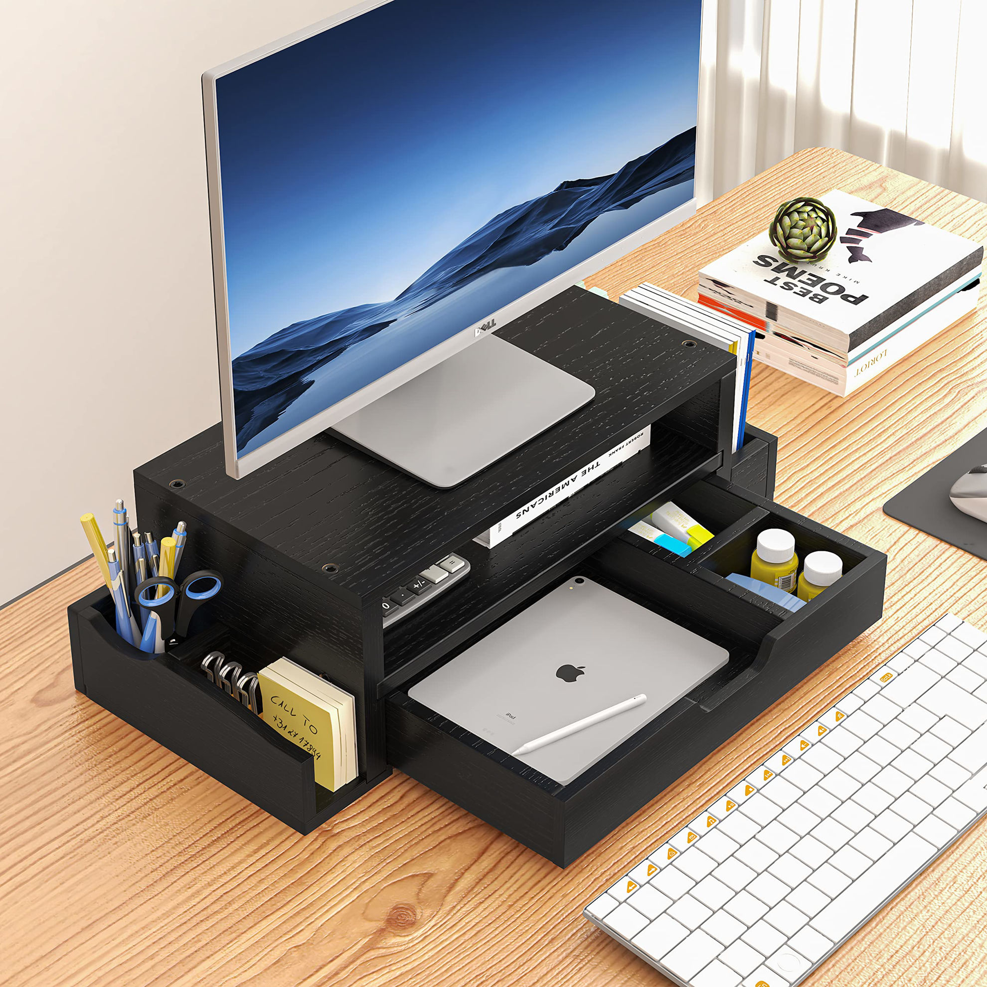 GetUSCart- Simple Trending Wooden Desk Monitor Stand Riser with ...