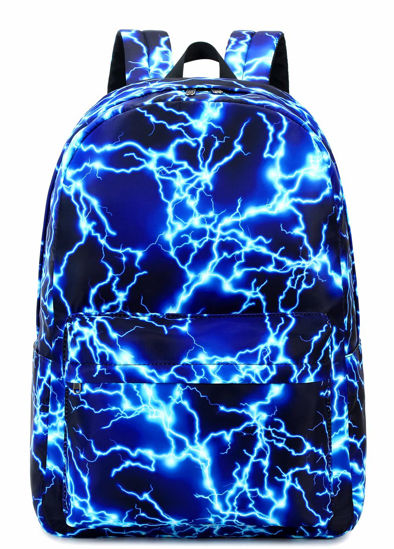 Picture of mezhsa Boy School Backpack Elementary Middle Lightning Bookbag Laptop Teenager Waterproof Lightweight 17 Inches (1Blue)