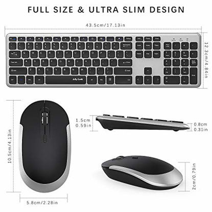 Wireless Keyboard and Mouse, WisFox Full-Size Wireless Mouse and Keyboard  Combo, 2.4GHz Silent USB Wireless Keyboard Mouse Combo for PC Desktops