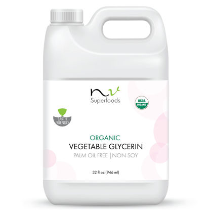 Picture of NV Superfoods - Organic Vegetable Glycerin - 32 Fl Oz - USP Food Grade, 100% Natural, Carrier for Essential Oils, Perfect for Skin, Hair & Nails as Well as Arts & Crafts