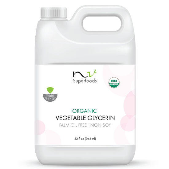 Picture of NV Superfoods - Organic Vegetable Glycerin - 32 Fl Oz - USP Food Grade, 100% Natural, Carrier for Essential Oils, Perfect for Skin, Hair & Nails as Well as Arts & Crafts