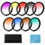 Picture of 62mm Graduated Color Filters Kit 9 Pieces Gradual Colour Lens Filter Kit Set Accessory for Canon Nikon Sony Pentax Olympus Fuji DSLR Camera + Lens Filter Pouch +Lens Cleaning Cloth