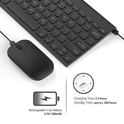 Picture of Wireless Keyboard Mouse- Seenda 2.4G Rechargeable Ultra Slim Keyboard and Mouse Combo for PC Desktop Laptop Windows XP/7/8/10 (Black)