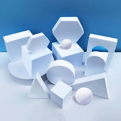 Picture of uTechzh 14PCS Product Photography Background Props Waterproof Hard Foam Geometric Cube Props for Photoshoot(White)