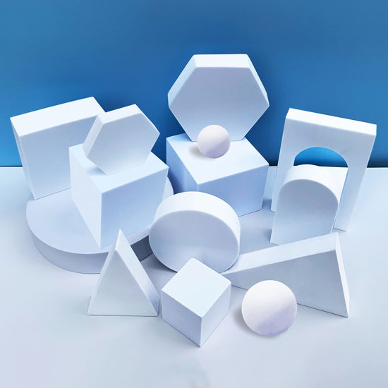Picture of uTechzh 14PCS Product Photography Background Props Waterproof Hard Foam Geometric Cube Props for Photoshoot(White)