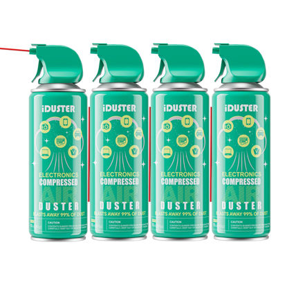 Picture of iDuster Compressed Gas Air Duster Disposable Keyboard Cleaner, 4-Pack