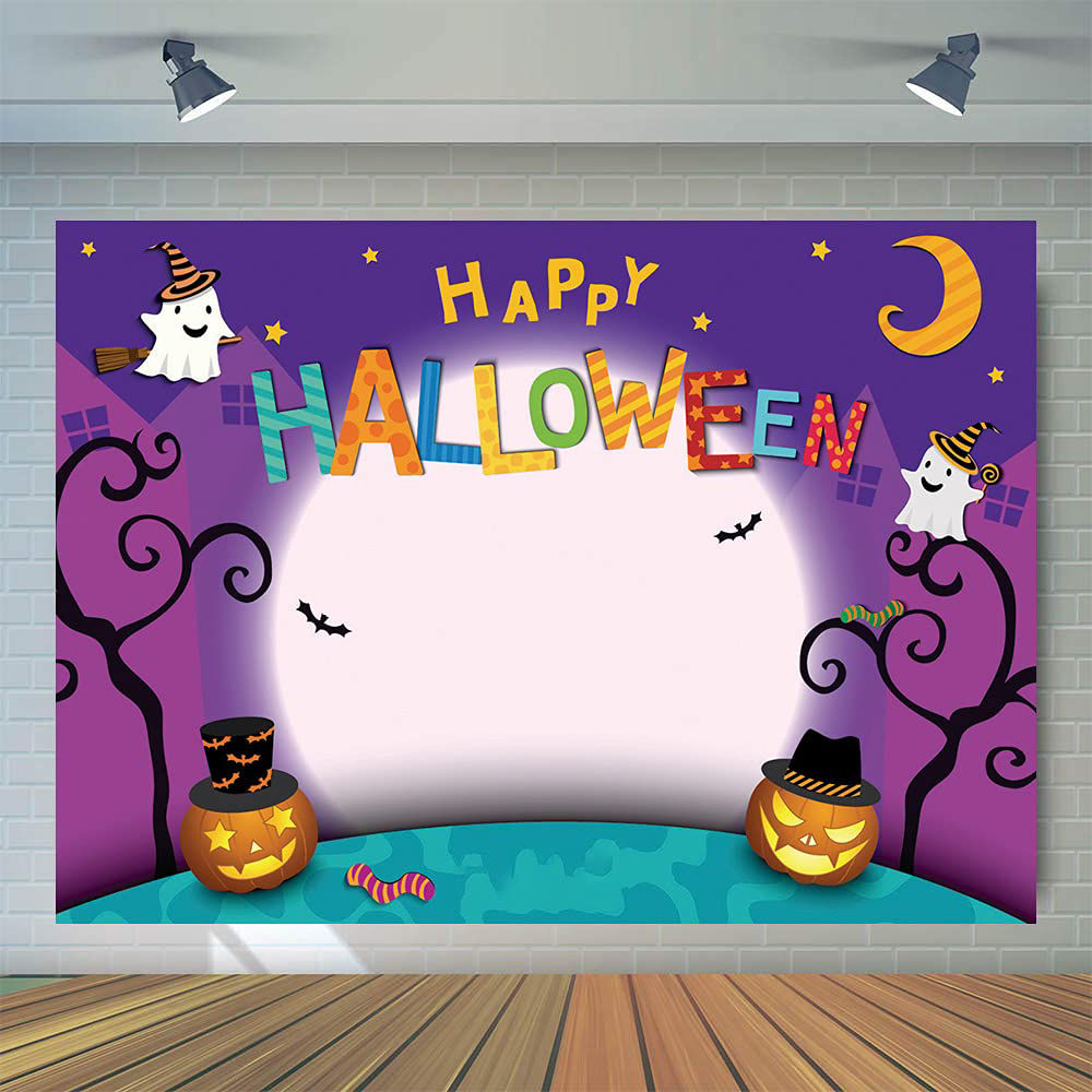 GetUSCart- WOLADA 8x6FT Cartoon Halloween Photo Backdrop Pumpkin Moon ...