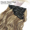 Picture of KooKaStyle Clip in Synthetic Highlight Hair Extensions Long Wavy 4PCS Thick Hairpieces Medium Brown Ash Blonde Fiber Double Weft Natural Hair Extensions 20 Inch for Women