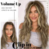 Picture of KooKaStyle Clip in Synthetic Highlight Hair Extensions Long Wavy 4PCS Thick Hairpieces Medium Brown Ash Blonde Fiber Double Weft Natural Hair Extensions 20 Inch for Women
