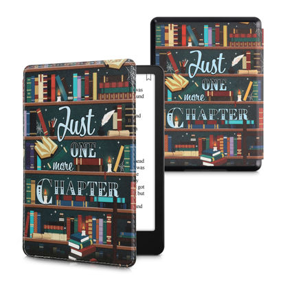 Picture of kwmobile Case Compatible with Amazon Kindle Paperwhite 11. Generation 2021 Case - PU Cover w/Strap - Library Motto Multicolor