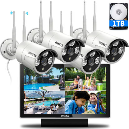 Picture of (All-in-One Monitor) 2-Antennas Enchance Outdoor Security Camera System Wireless with Monitor WiFi Home Surveillance System 3.0MP Video Surveillance
