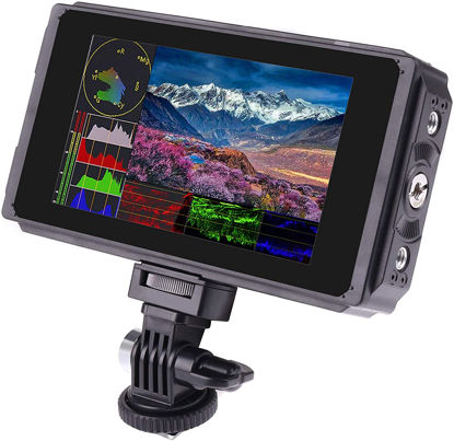 Picture of Foto4easy C50TLS 5 Inch IPS DSLR Camera Field Monitor 2000nit Daylight Viewable 3D LUT Touch Screen with 4K HDMI 3G SDI Input/Output,Dual NP-F Battery Mount System
