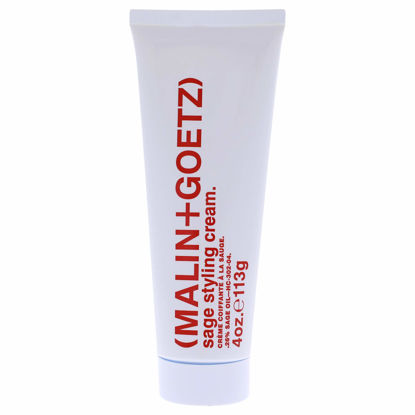 Picture of Malin + Goetz sage styling cream-lightweight, versatile for all hair types & textures. Smoothes, tames frizz, defines curls, shine without residue. natural fragrance. vegan and cruelty free 4 fl oz