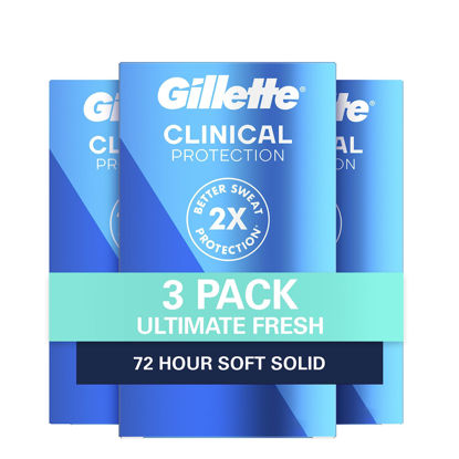 Picture of Gillette Men’s Clinical Strength Antiperspirant and Deodorant, 72-Hour Sweat Protection, Ultimate Fresh Soft Solid, 1 Clinical Brand For Men, 1.7 oz (Pack of 3)