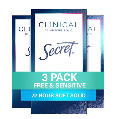 Picture of Secret Antiperspirant Clinical Strength Deodorant for Women, Soft Solid, Paraben Free, Dye Free, Sensitive Unscented for Sensitive Skin, 1.6 Oz (Pack of 3)Packaging may vary