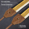 Picture of Padwa Lifestyle Stripes Camera Strap - 2" Wide Vintage Soft Woven Crazy Horse Leather Cowhide Head Camera Straps for All DSLR Cameras, Great Gift for Men & Women Photographers(Yellow White Black)