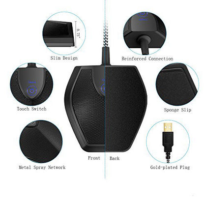 Picture of USB Computer Microphone Boundary Conference Microphone Mini Stereo Desktop Meeting Microphone for Laptop PC Macbook