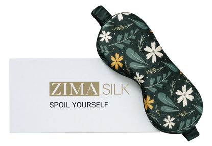 Picture of ZIMASILK 100% 19Momme Mulberry Silk Sleep Mask for Sleeping, Filled with Pure Mulberry Silk, Soft & Breathable Silk Eye Sleeping Mask with Floral Print (Pattern2)