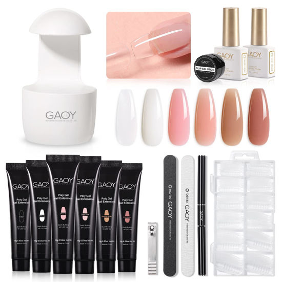 1287849 gaoy poly gel nail kit with u v light 6 pcs builder gel nail extension kit for beginners with everyt 550
