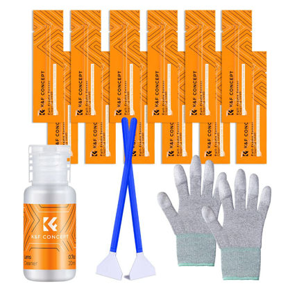 Picture of K&F Concept Full Frame Sensor Cleaning Kit - 16pcs Sensor Cleaning Swabs, 20ml Sensor Cleaner & Gloves, Cameras Lens Cleaning Kit Compatible with Sony Nikon Canon FF CCD CMOS Sensors