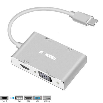 Picture of MONODEAL USB C to HDMI/DVI/VGA Adapter, 4 in 1 USB 3.0 Type-C Hub VGA/HDMI/DVI Video Adapter, 4K UHD Male to Female Multi-Display Video Converter