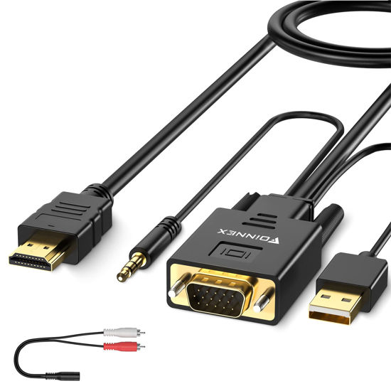 VGA to HDMI Adapter with USB Audio & Power – Portable VGA to HDMI Converter  – 1080p