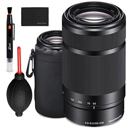 Picture of Sony E 55-210mm f/4.5-6.3 OSS E-Mount Telephoto Zoom Lens (Black) for a3000, a3500, a5000, a5100, a6000, a6300, a6500, NEX-3/5/6/7, NEXC3/F3 + 10pc Accessory Kit w/HeroFiber - International Version