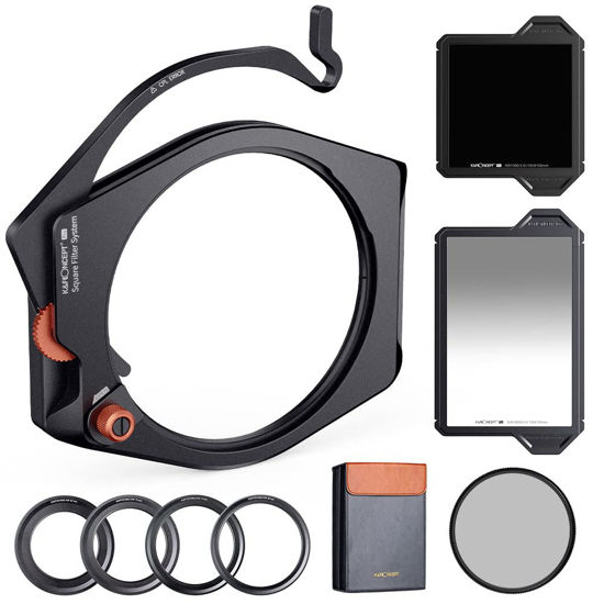 Picture of K&F Concept X PRO Square Filters Holder System Kit (Filter Holder + 95mm Circular Polarizer + Square GND8 Filter + ND1000 + 4 Filter Adapter Rings) for Camera Lens